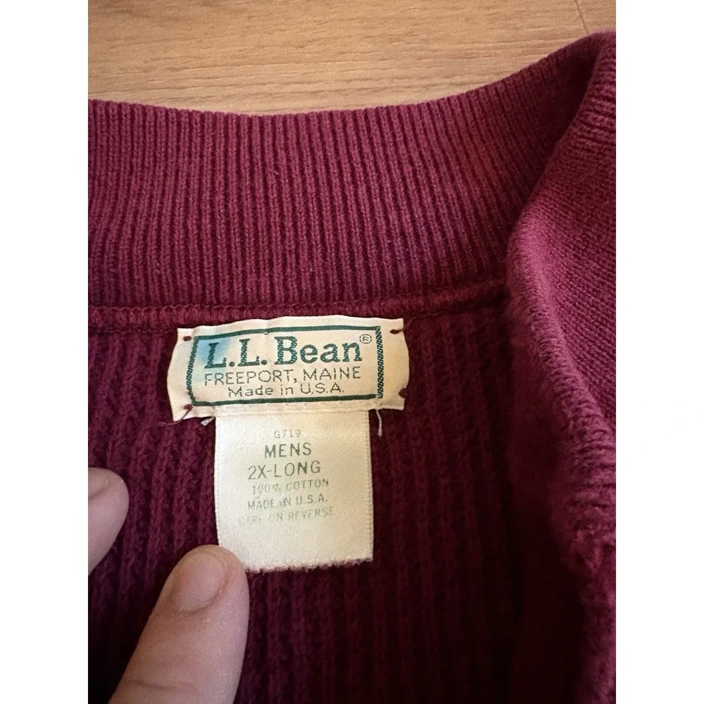 Vintage‎ LL Bean Henley Sweater Mens 2XL Tall Heavyweight Cotton Made In USA